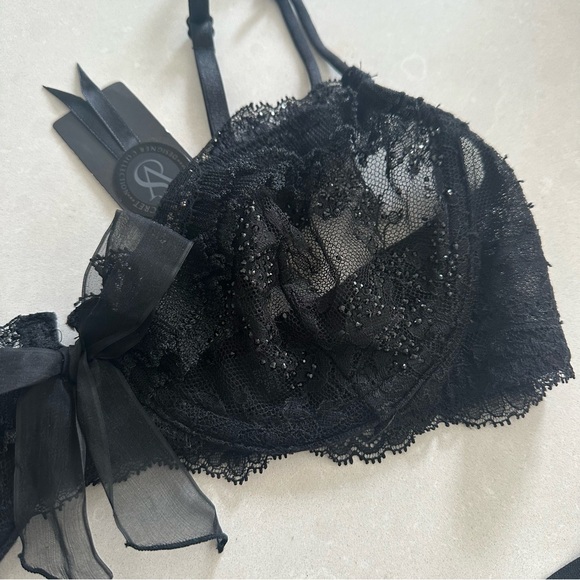 Victoria's Secret Designer Swarovski Black 36B Bra & Panty L Set - Picture 9 of 14